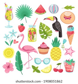 Set Cute Summer Icons Food Drinks Stock Vector (Royalty Free) 601676237 ...