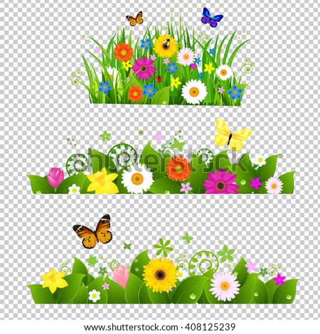 Summer Flowers Bouquet Transparent Background Stock Illustration