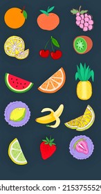 Summer Fruit Chart Wallpaper, Illustration