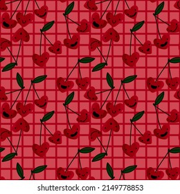 Summer fruit seamless cherry pattern for fabrics and textiles and packaging and gifts and cards and linens and kids 