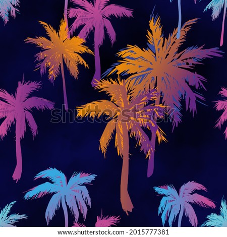 Summer gradient palm pattern witch background