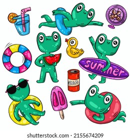 Summer Green Frog Stickers Print And Printable 