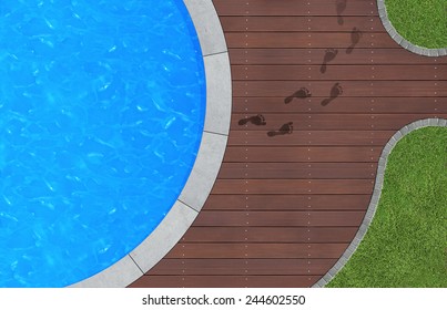 Summer Holidays Image With Swimming Pool In Aerial View