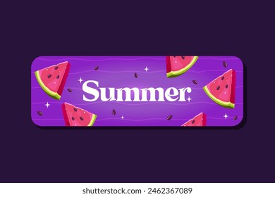 Summer label design with gradient background,watermelon slice and inscription. 