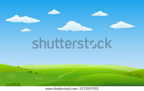 Summer Landscape Background Field Meadow Green Stock Illustration ...