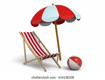 Beach Umbrella Chair Ball Summer Vacation Stock Illustration 174507011 ...