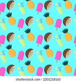 Summer Pattern - Pineapple, Coconut, Lemonade, Popsicle Pattern 