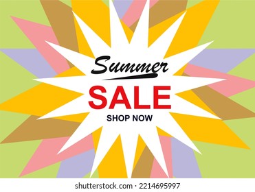 Summer Sale Heading Design For Banner, Sticker, Bunting Or Poster. Sale And Discounts Concept. Multiple Color Stars Illustration.