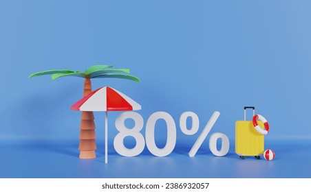 Summer Sale Price 80 Percent Off on Blue Background - Powered by Shutterstock