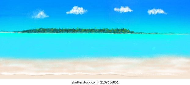 Summer Scenario Of Beach Island Template 