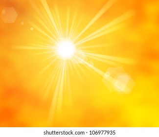 summer sun rays with lens flare