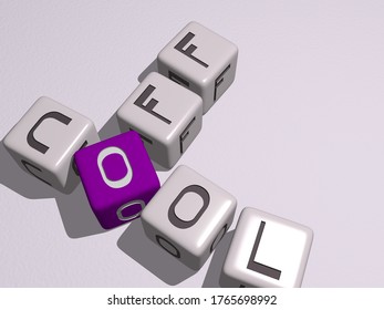 Summer Terms Cool Off Combined By Dice Letters And Color Crossing For The Related Meanings Of The Concept. Background And Illustration. 3D Illustration