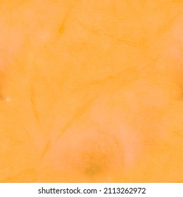 Summer Tie Dye Seamless Pattern.  Ornage Bleached Texture. Warm Kaleidoscopic Texture. Acrylic Paint Fragment. Abstract Fabric Design. Sunny Summer Cloth Texture.