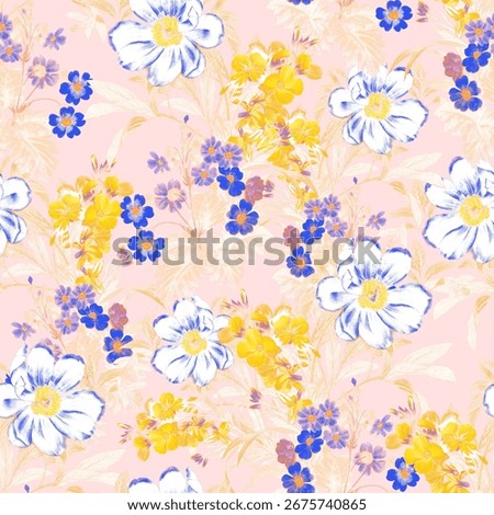 Summer Time Decorative seamless pattern. Repeating background. Tileable wallpaper print.