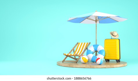 Summer Vacation Design for Travel Concept. 3d rendering