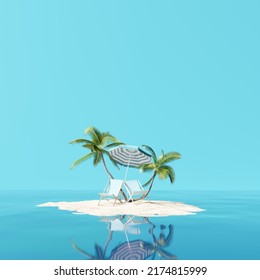 Summer Vacation Island On The Sea. 3d Rendering