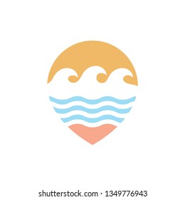 SUMMER VACATION WITH LOCATION SYMBOL LOGO DESIGN INSPIRATION - Powered by Shutterstock