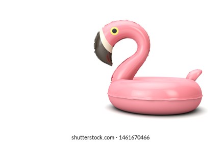 Summertime pink inflatable falmingo on a white background. 3D Render - Shutterstock ID 1461670466
