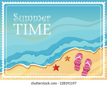 Summer Holiday Illustration Lettering Sand Beach Stock Vector (Royalty ...