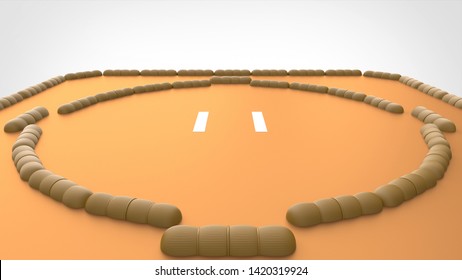 Sumo Ring Closeup Front 3d Rendering