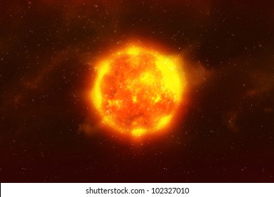 Sun burning in space
