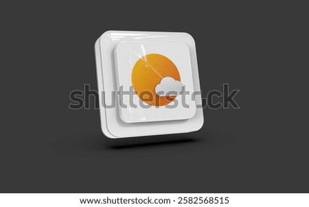 Sun in cloud meteo icon render 3d 