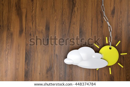 The sun with a cloud over the desktop - 3d illustration.