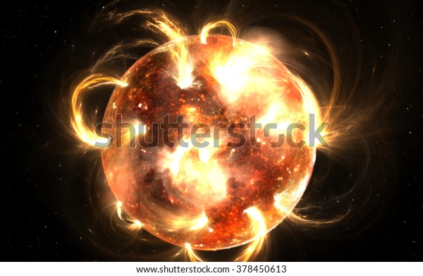Sun with corona.
Solar storm, solar
flares