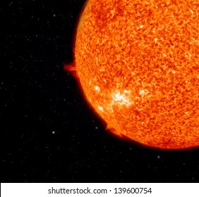 Sun and Earth, size comparison. Elements of this image furnished by NASA.