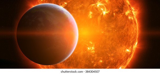 Sun exploding close to inhabited planet Earth 'elements of this image furnished by NASA'