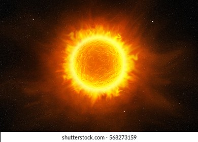  Sun Flaming In The Starry Night Sky