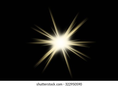 Sun Glare Or Star Bust On A Dark Background.