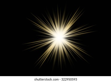 Sun Glare Or Star Bust On A Dark Background.