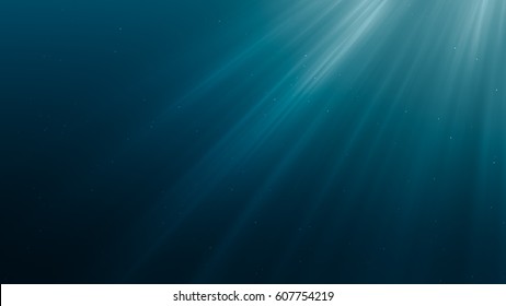 Sun Light Rays Under Water. 3D Rendered Illustration.