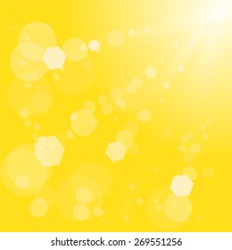 Sun Lights on Yellow Background.  Yellow Orange Summer Sun Light Burst.
