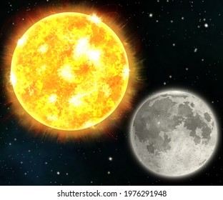 Sun Moon Together Space Stock Illustration 1976291948 | Shutterstock