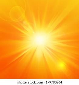 Sun Orange Rays And Yellow Background