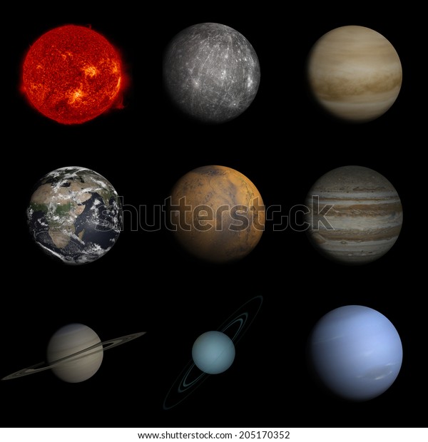 Sun Planets Solar System Elements This Stock Illustration 205170352