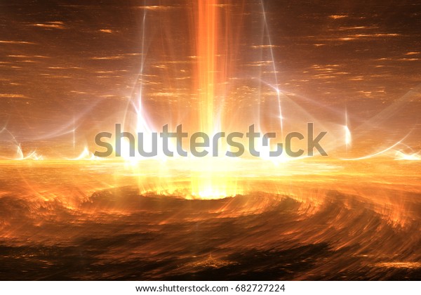 Sun plasma flares. Solar storm, solar\
flares, 3D\
illustration