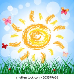Sun Rays Indicating Summer Time And Beam