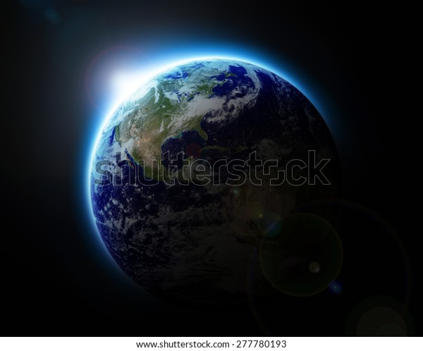 宇宙から見た青い惑星地球上に日が昇る この画像の一部はnasaが提供 のイラスト素材