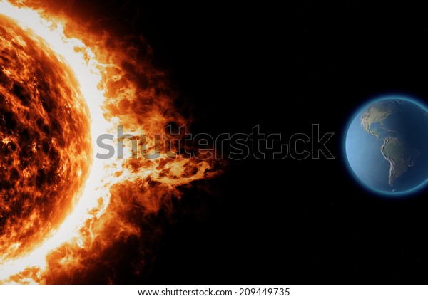 Sun, solar storm, earth, space\
universe. Elements of this image are furnished by\
NASA