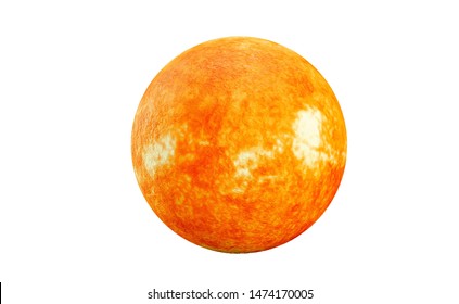 The Sun In The Solar System On A White Background.3d Rendering.The Sun Is The Star At The Center Of The Solar System.It Is A Nearly Perfect Sphere Of Hot Plasma With Internal Convective Motion.