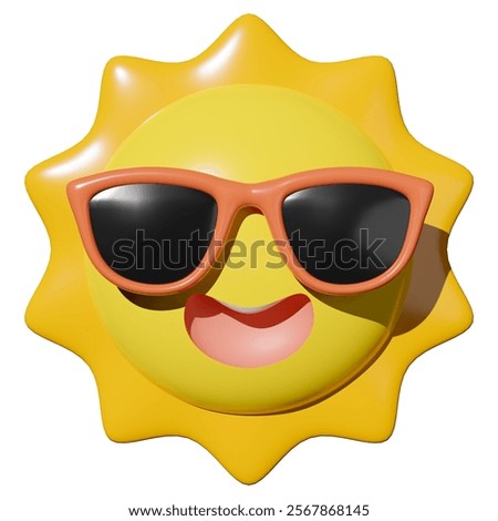 The Sun with Sunglasses 3d icon render on white