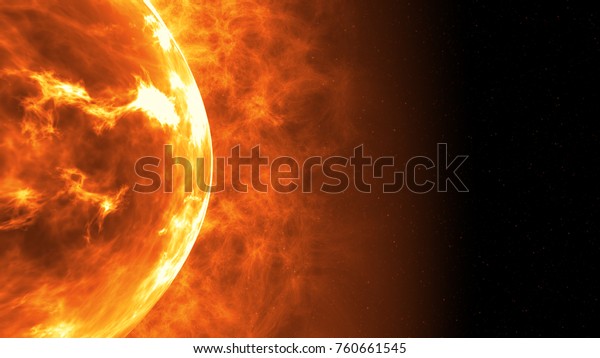 Sun surface with solar flares. Abstract\
scientific background. 3d\
illustration