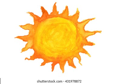 Sun in watercolor