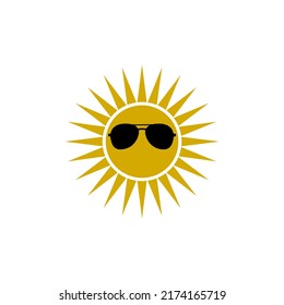 Sun Wearing Sunglasses Icon Isolated On White Background