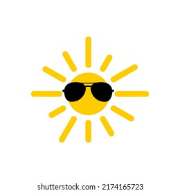 Sun Wearing Sunglasses Icon Isolated On White Background