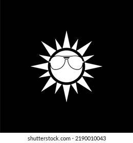 Sun Wearing Sunglasses Icon Isolated On Dark Background