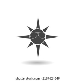 Sun Wearing Sunglasses Icon With Shadow